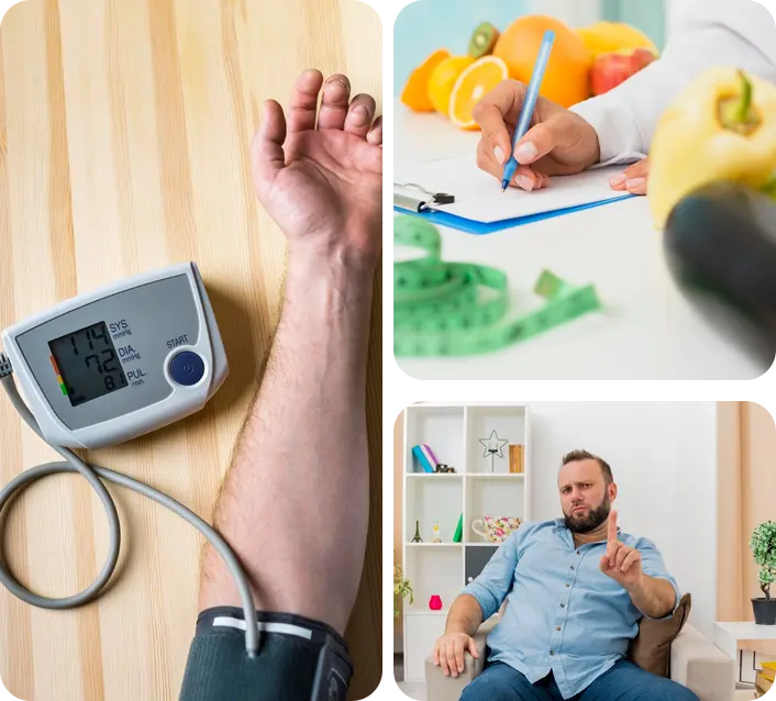 Nutrition and health checkup collage for dietitian services at Prime Care 360 clinic